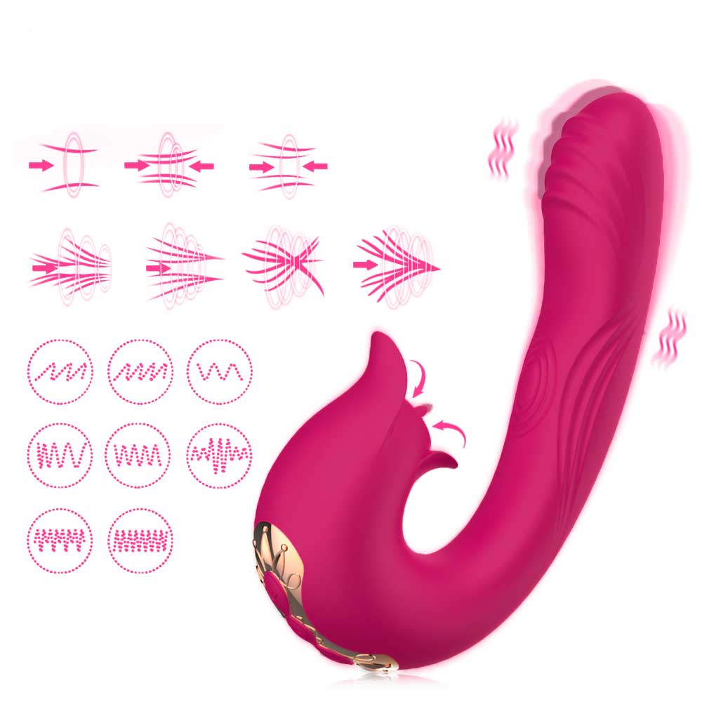 Vibrador Duplo Recarregável com 7 Movimentos de Língua Estimuladora, 10 Pulsações e 7 Tipos de Vibrações - SI | 13 x 3,2 cm | Disponível em 3 Cores - 10