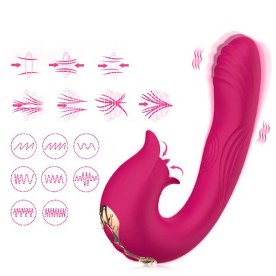 Foto 10 do produto Vibrador Duplo Recarregável com 7 Movimentos de Língua Estimuladora, 10 Pulsações e 7 Tipos de Vibrações - SI | 13 x 3,2 cm | Disponível em 3 Cores