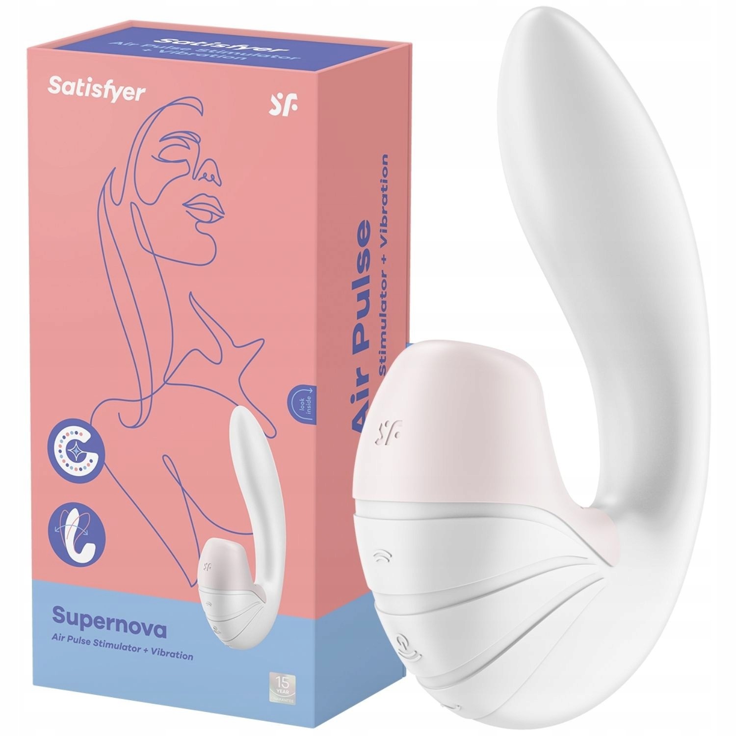 Vibrador Recarregável Estimulador de Clitóris e Ponto G com 12 Modos de Vibrações e 11 Tecnologia de Sucção - Satisfyer Supernova| 29 x 8,5 cm | Disponível em 2 Cores - 5