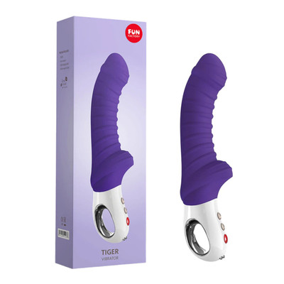 Foto 1 do produto Vibrador Recarregável para Ponto G e Próstata com 6 Modos de Vibração e Texturas Massageadoras - Fun Factory Tiger | 10,5 x 2,8 cm | Disponível em 4 Cores