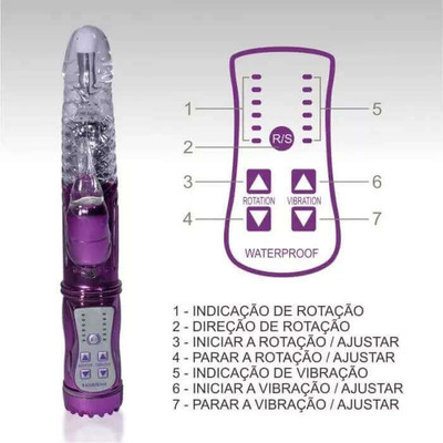 Foto 5 do produto Vibrador Recarregável com 8 Intensidades de Rotação, 36 Modos de Vibração e Estimulador Clitoriano - Sexy Import | 23 x 3 cm | Disponível em 2 Cores