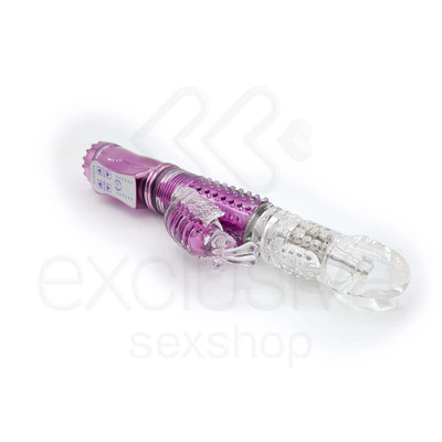 Foto 3 do produto Vibrador Recarregável Rotativo Vai e Vem com 36 Modos de Vibração e Estimulador Clitoriano - 26 x 3,4 cm | Cor: Roxo
