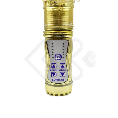 Foto 5 do produto Vibrador Recarregável Rotativo Vai e Vem com 36 Modos de Vibração e Estimulador Clitoriano - 26 x 3,4 cm | Cor: Dourado