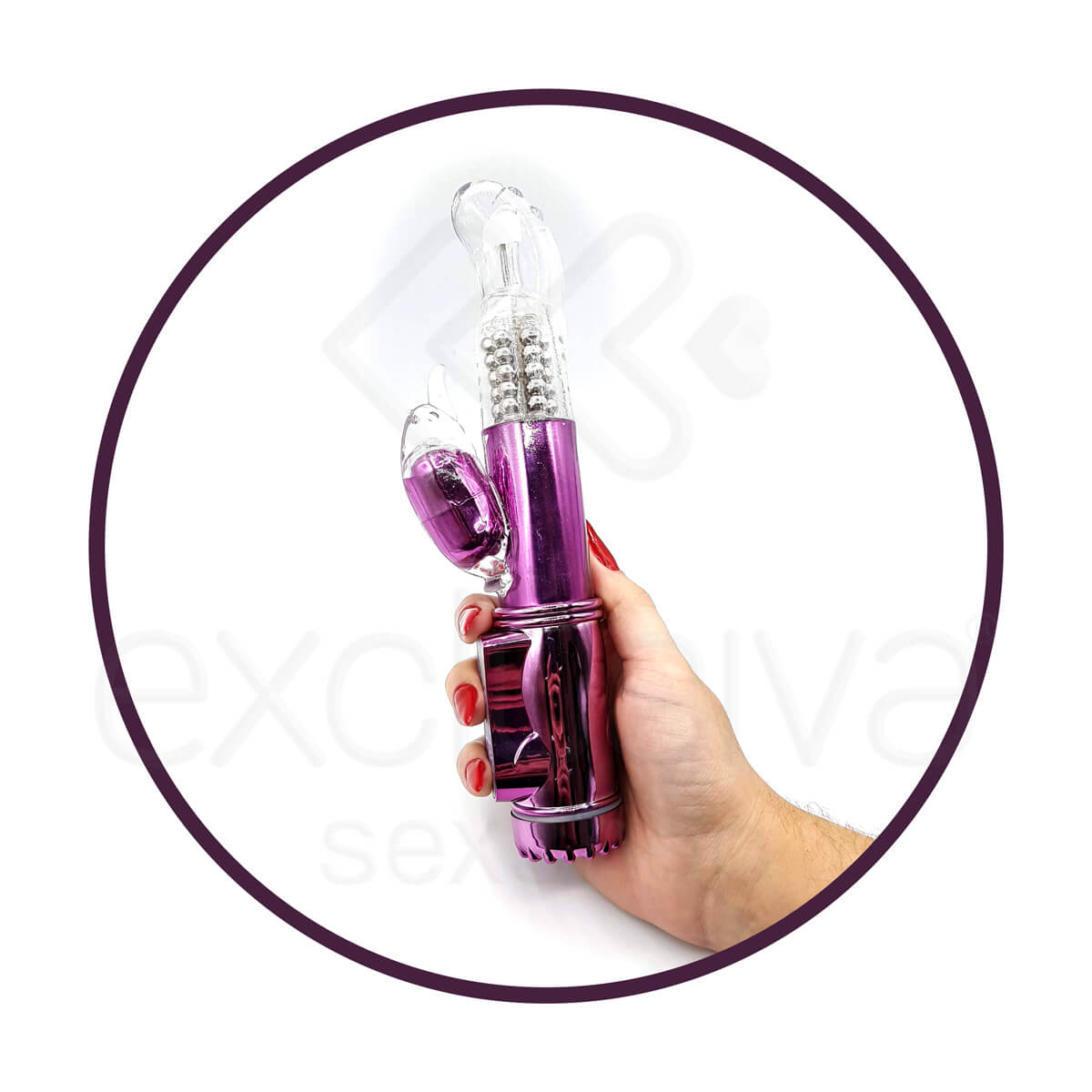 Vibrador Recarregável Rotativo Vai e Vem com 36 Modos de Vibrações, Estimulador de Clítoris e Ponto G - 22,5 x 3 cm | Cor: Roxo - 5