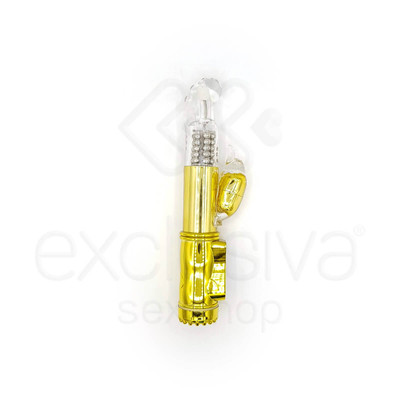 Foto 3 do produto Vibrador Recarregável Rotativo Vai e Vem com 36 Modos de Vibrações, Estimulador de Clítoris e Ponto G - 22,5 x 3 cm | Cor: Dourado
