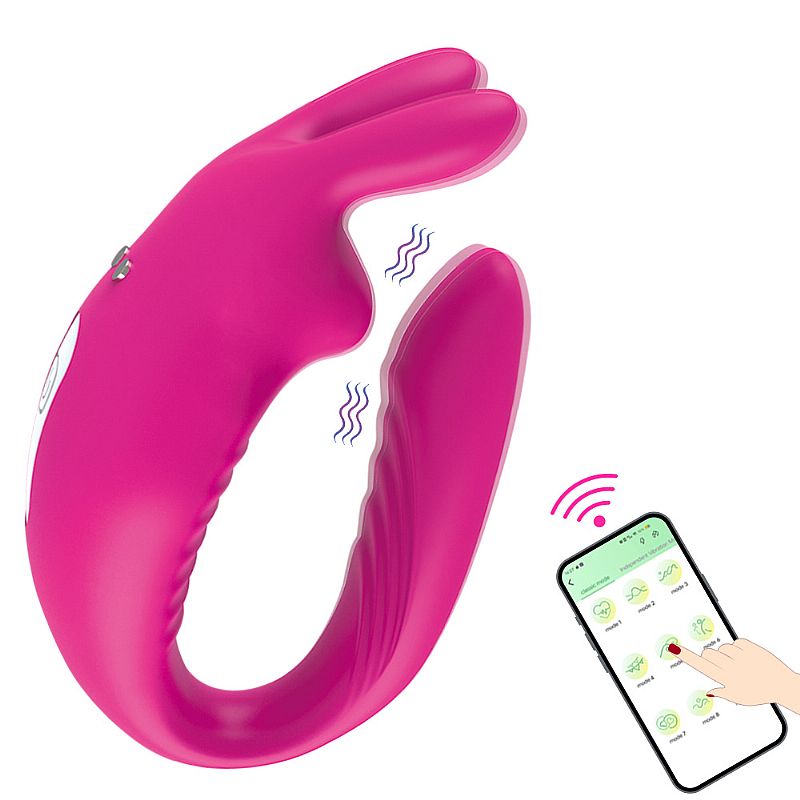 Vibrador Recarregável em Silicone para Casal com 12 Modos de Vibração e Aplicativo - 18,5 x 3,4 cm | Disponivel em 2 Cores - 2
