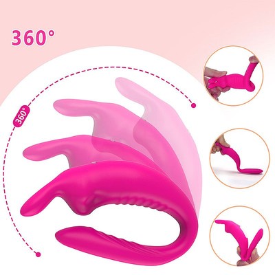 Foto 5 do produto Vibrador Recarregável em Silicone para Casal com 12 Modos de Vibração e Aplicativo | 18,5 x 3,4 cm | Cor: Pink