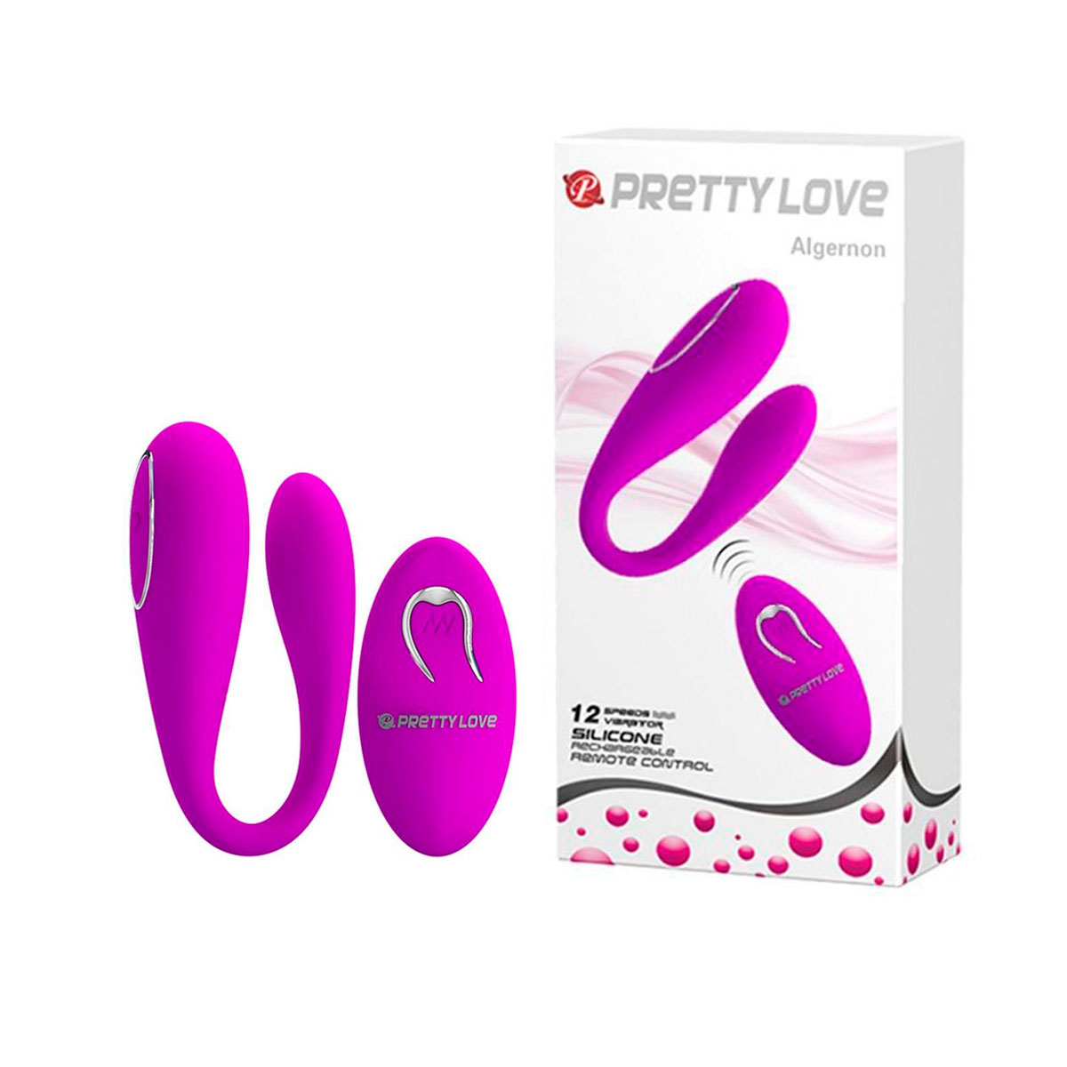Vibrador Recarregável em Silicone para Casal com Controle Remoto e 12 Modo de Vibrações - Pretty Love Algernon | 19 x 2,5 cm - 2