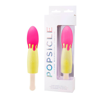 Vibrador Recarregável em Silicone com Formato de Picolé e 10 Modos de Vibrações  - Popsicle | 16 x 4,3 cm | Disponível em 5 Cores