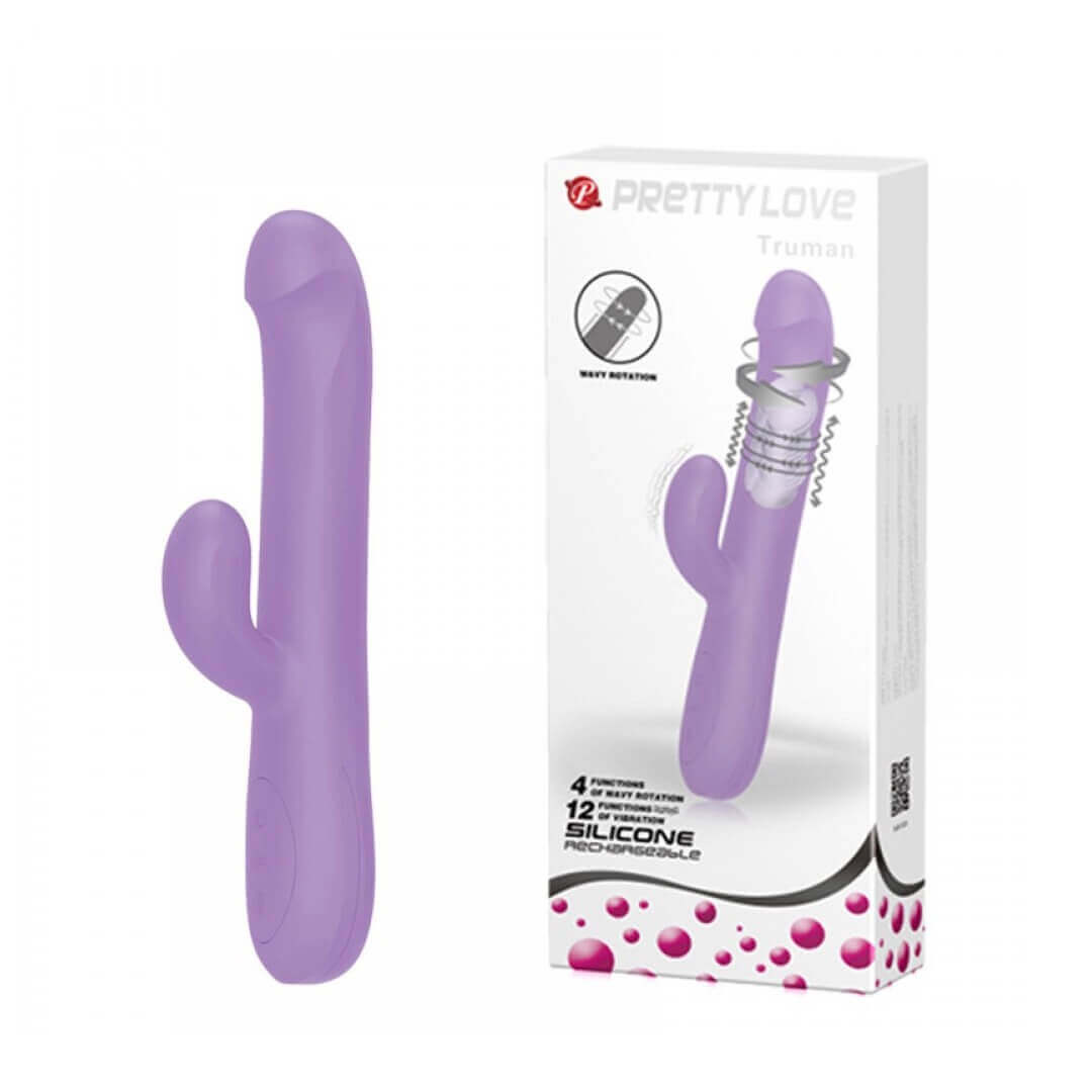 Vibrador Rotativo com Estimulador de Clítoris Recarregável em Silicone com 4 Modos de Rotação e 12 Modos de Vibração - Pretty Love Truman | Disponível em 2 Cores - 4