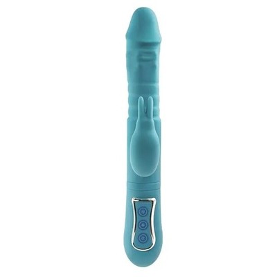Foto 5 do produto Vibrador Rotativo de Ponto G e Clitóris com Plug Anal Escalonado de Esferas e 10 Vibrações - Adam & Eve Thrusting Triple Joy Rabbit | 12,2 x 3,5 cm