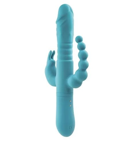 Vibrador Rotativo de Ponto G e Clitóris com Plug Anal Escalonado de Esferas e 10 Vibrações - Adam & Eve Thrusting Triple Joy Rabbit | 12,2 x 3,5 cm - 4