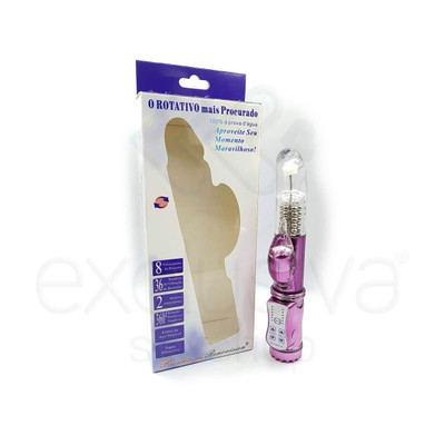 Foto 1 do produto Vibrador Rotativo Vai e Vem com 36 Modos de Vibrações, Estimulador de Clítoris e Ponto G - 22,5 x 3 cm | Cor: Roxo