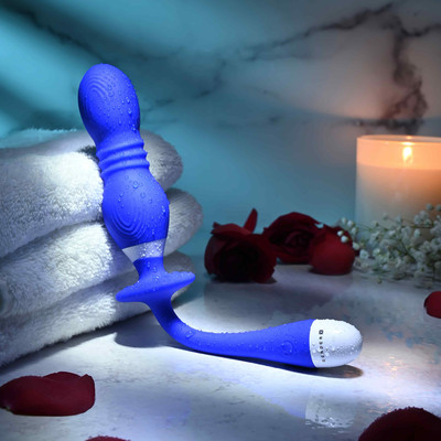 Foto 4 do produto Vibrador em Silicone com 5 Modos Vibrações e Velocidades de Vai e Vem, Carregamento Via Cabo USB - Gender X Play Ball | 12 x 2,5 cm