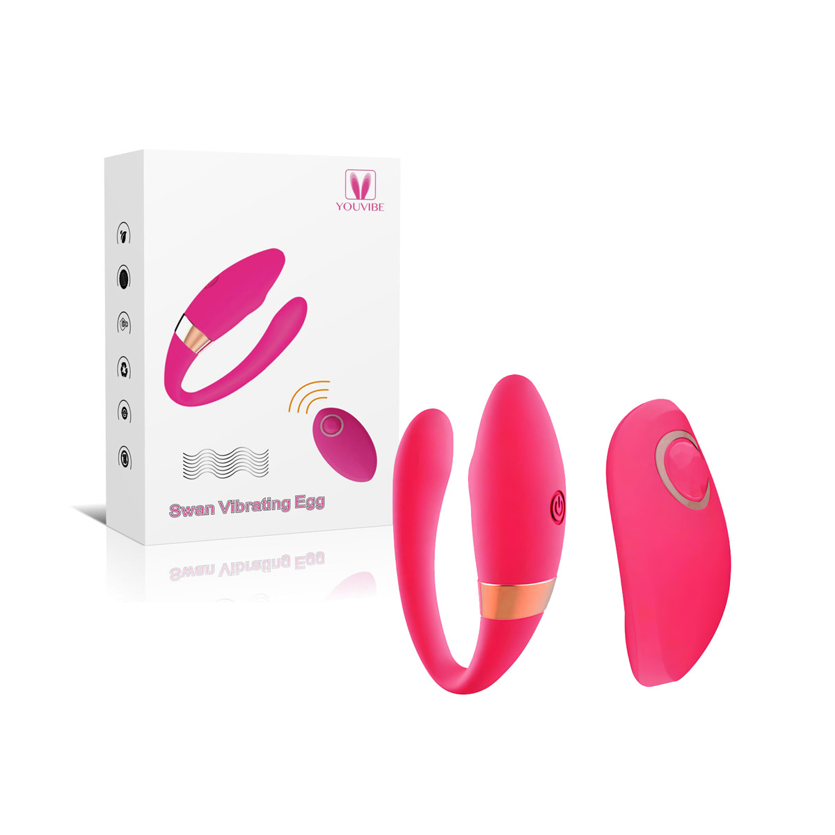 Vibrador em Silicone para Casal com Controle Remoto e 10 Modos de Vibração - Swan Vibrating Egg | 18 x 1,8 cm | Disponível em 3 Cores - 7