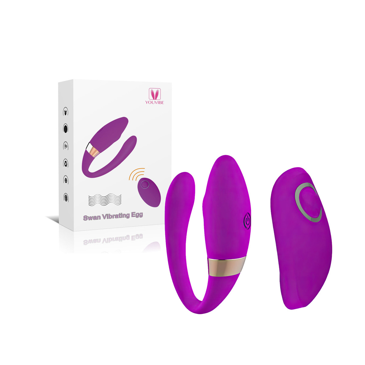 Vibrador em Silicone para Casal com Controle Remoto e 10 Modos de Vibração - Swan Vibrating Egg | 18 x 1,8 cm | Disponível em 3 Cores - 3