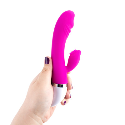 Vibrador em Silicone com Estimulador Clitoriano, Cerdas Massageadoras e 30 Modos de Vibração - Pretty Love David | 11 x 3,4 cm