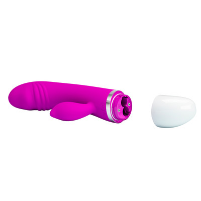 Foto 4 do produto Vibrador em Silicone com Estimulador Clitoriano, Cerdas Massageadoras e 30 Modos de Vibração - Pretty Love David | 11 x 3,4 cm