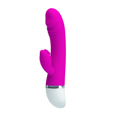 Foto 2 do produto Vibrador em Silicone com Estimulador Clitoriano, Cerdas Massageadoras e 30 Modos de Vibração - Pretty Love David | 11 x 3,4 cm