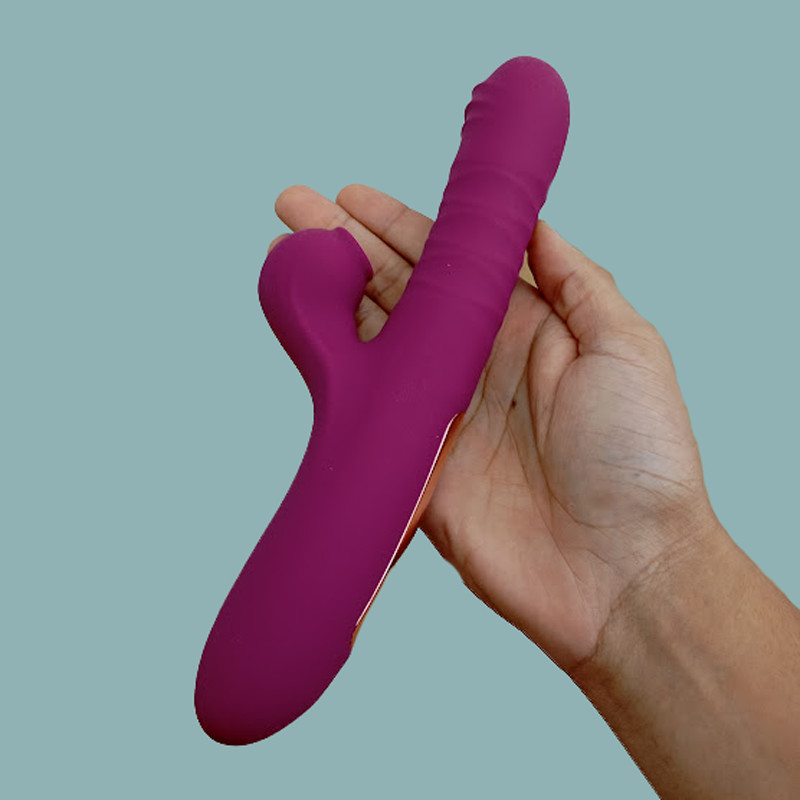 Vibrador em Silicone com Texturas Onduladas e Estimulador de Ponto G e Clitóris - Adão & Eva | 12,5 x 3,5 cm | Disponível em 2 Cores - 6