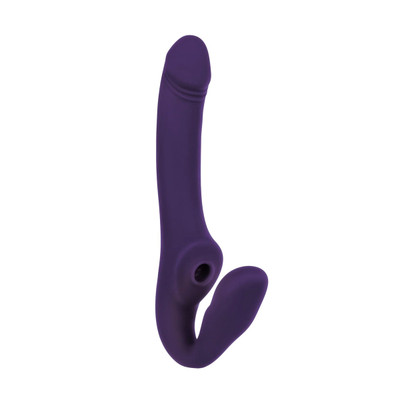 Foto 2 do produto Vibrador Strap On Recarregável com Língua Estimuladora, 10 Modos de Vibração e Controle Remoto sem Fio - Evolved 2 Become 1 | 13,5 x 3,1 cm