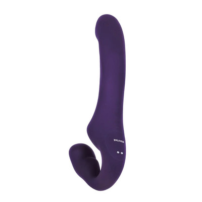 Foto 3 do produto Vibrador Strap On Recarregável com Língua Estimuladora, 10 Modos de Vibração e Controle Remoto sem Fio - Evolved 2 Become 1 | 13,5 x 3,1 cm