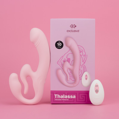 Vibrador Strap On em Silicone com 10 Modos de Vibrações, Controle Remoto Sem Fio e Carregamento via USB - Exclusiva Thalassa