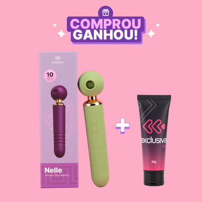 Vibrador Sugador 3 em 1 em Silicone com Motor Duplo, 10 Modos de Sucção, Pulsação e 10 Movimentos de Vai e Vem - Exclusiva Nelle | 9,5 x 2,8 cm | Disponível em 3 Cores