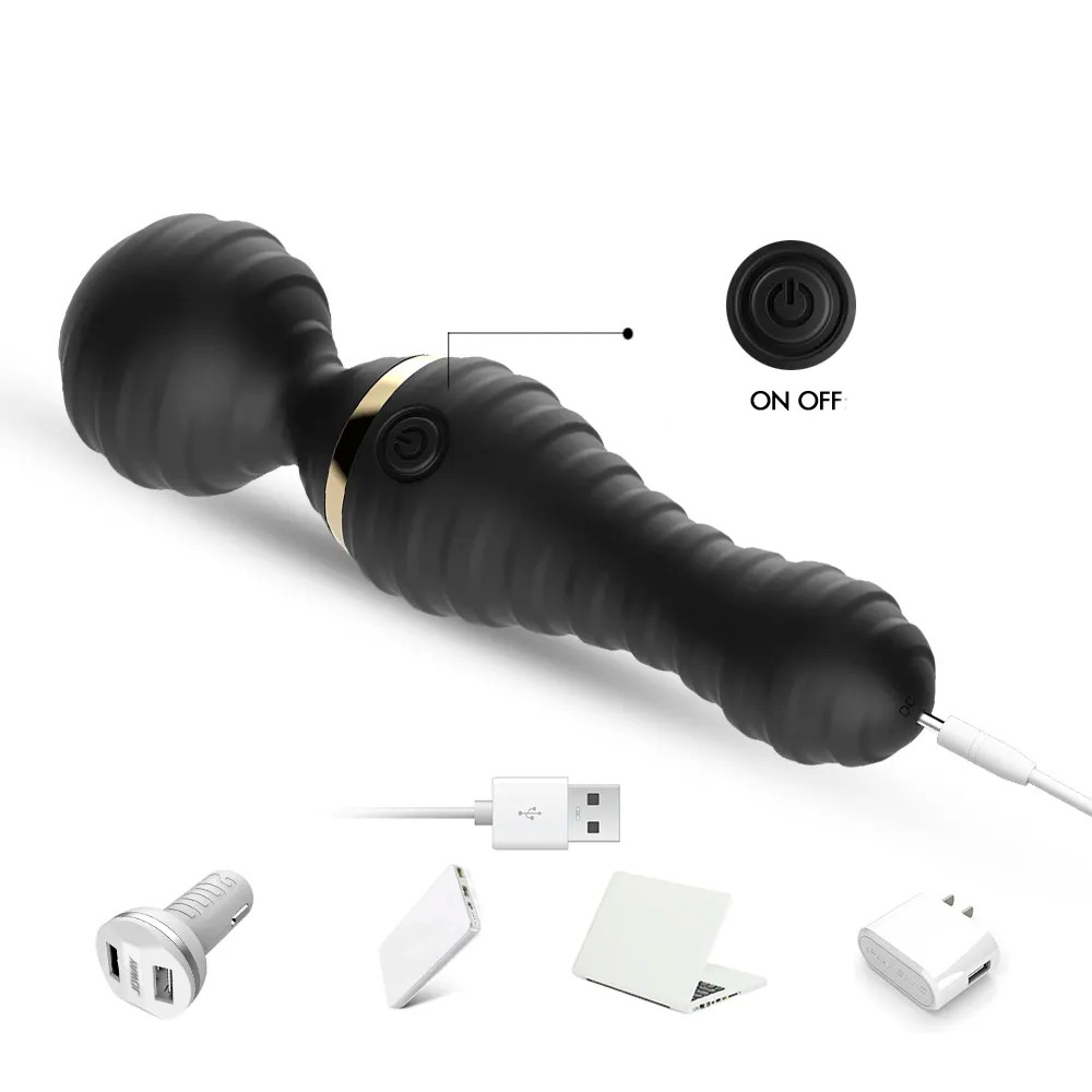 Vibrador Varinha Mágica em Silicone com 9 Modos de Vibração, Recarregável - Massager | 19,5 x 5 cm | Disponível em 2 Cores - 4