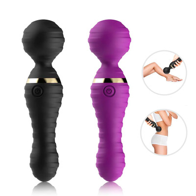 Vibrador Varinha Mágica em Silicone com 9 Modos de Vibração, Recarregável - Massager | 19,5 x 5 cm | Disponível em 2 Cores