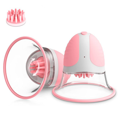 Vibradores para Mamilos com Cerdas Massageadoras Rotativas em 10 Modos e Sucção Manual - Breast Massage Vibrator
