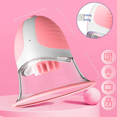 Foto 3 do produto Vibradores para Mamilos com Cerdas Massageadoras Rotativas em 10 Modos e Sucção Manual - Breast Massage Vibrator