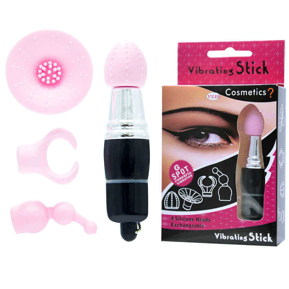 Mini Massageador com Vibração Única e 4 Cabeças Removíveis - Vibrating Stick | Disponível em 2 Cores - 3