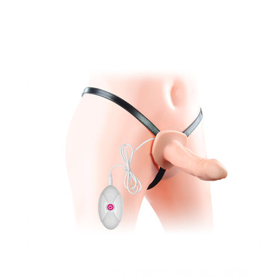 Foto 5 do produto Vibrating Unisex Hollow Strap On - Capa Peniana com Cinta Ajustável e Vibro Multivelocidade com 10 Velocidades - 9,5 x 4,5 cm