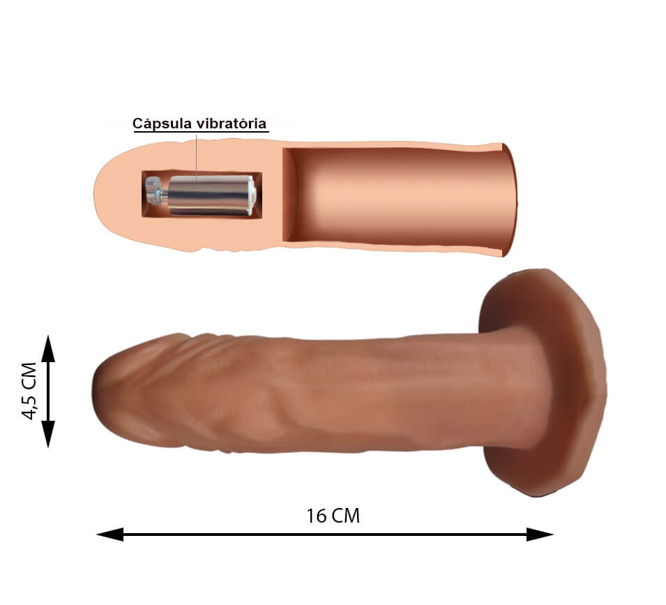 Vibrating Unisex Hollow Strap On - Capa Peniana com Cinta Ajustável e Vibro Multivelocidade com 10 Velocidades - 9,5 x 4,5 cm - 2