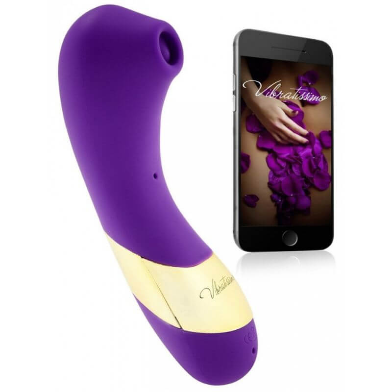 Vibratissimo Se:cret Kiss + Licker - Estimulador de Clítoris Recarregável em Silicone com 12 Modos de Sucção e 7 Níveis de Intensidade - 16,5 x 3,5 cm | Disponível em 2 Cores - 7