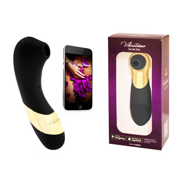 Vibratissimo Se:cret Kiss + Licker - Estimulador de Clítoris Recarregável em Silicone com 12 Modos de Sucção e 7 Níveis de Intensidade - 16,5 x 3,5 cm | Disponível em 2 Cores - 2