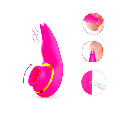Foto 1 do produto Vibrador Estimulador de Clitóris Recarregável com Vibração e 10 Movimentos na Língua Estimuladora - Hantewei Vibrators You Love of Friends | Disponível em 2 Cores