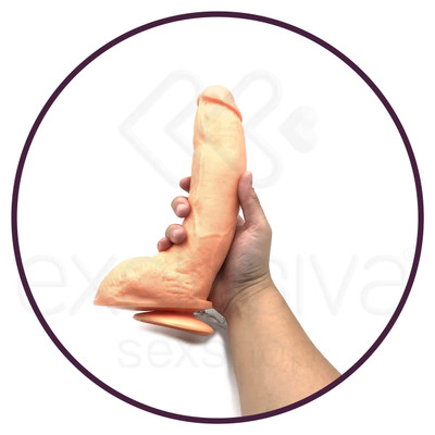 Foto 6 do produto Prótese Bengala Realística em Formato Curvo com Vibro Multivelocidade, Escroto e Ventosa - Você & Ele | 17 x 4,8 cm | Disponível em 3 Cores