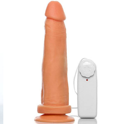 Foto 2 do produto Você & Ele - Prótese 10 em Formato de Pênis com Vibro Multivelocidade e Ventosa - 17,9 x 4,3 cm | Cor: Bege