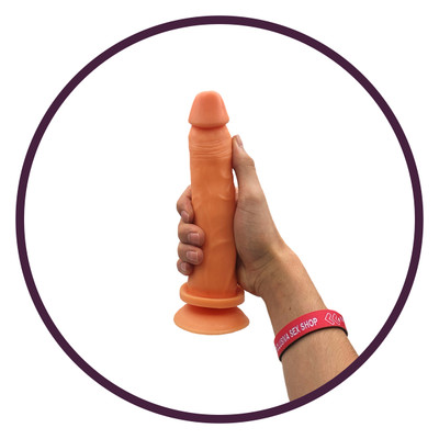 Você & Ele - Prótese 10 em Formato de Pênis com Vibro Multivelocidade e Ventosa - 17,9 x 4,3 cm | Cor: Bege