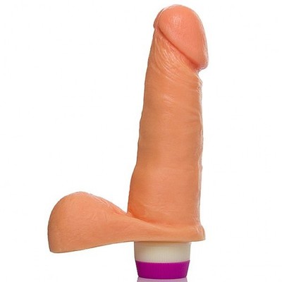 Foto 2 do produto Você & Ele - Prótese 6 em Formato de Pênis Com Escroto e Vibro - 15,5 x 4 cm