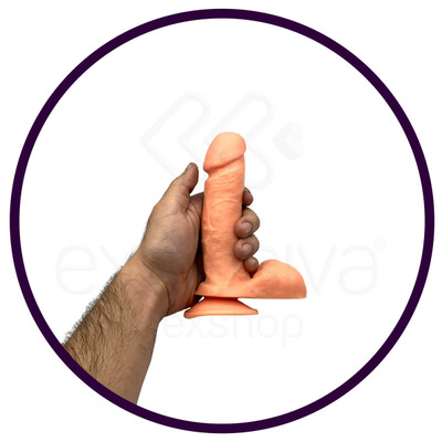 Você & Ele - Prótese 6 em Formato de Pênis com Escroto, Rotação e Ventosa - 14 x 3,3 cm