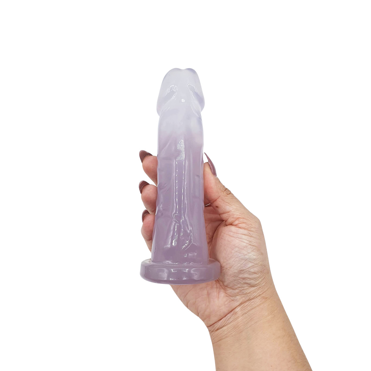 Prótese Translúcida no Formato de Pênis Com Glande Definida, Veias e Base Achatada 8 - Você & Ele | 15 x 3,7 cm - 3