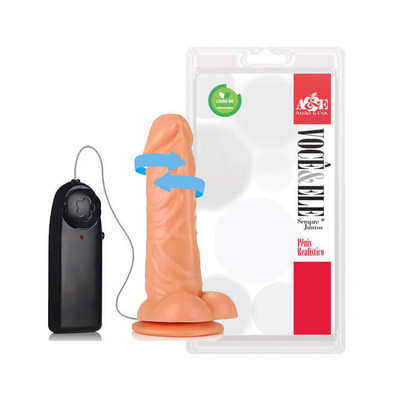 Você & Ele - Prótese Nervoso em Formato de Pênis com Rotação 360° e Ventosa - 13 x 3 cm | Cor: Bege