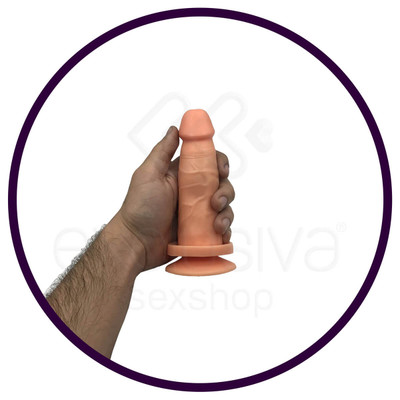 Você & Ele - Prótese Peniana em PVC Atóxico com Ventosa e Vibração Multivelocidade - 13,5 x 4 cm | Cor: Bege