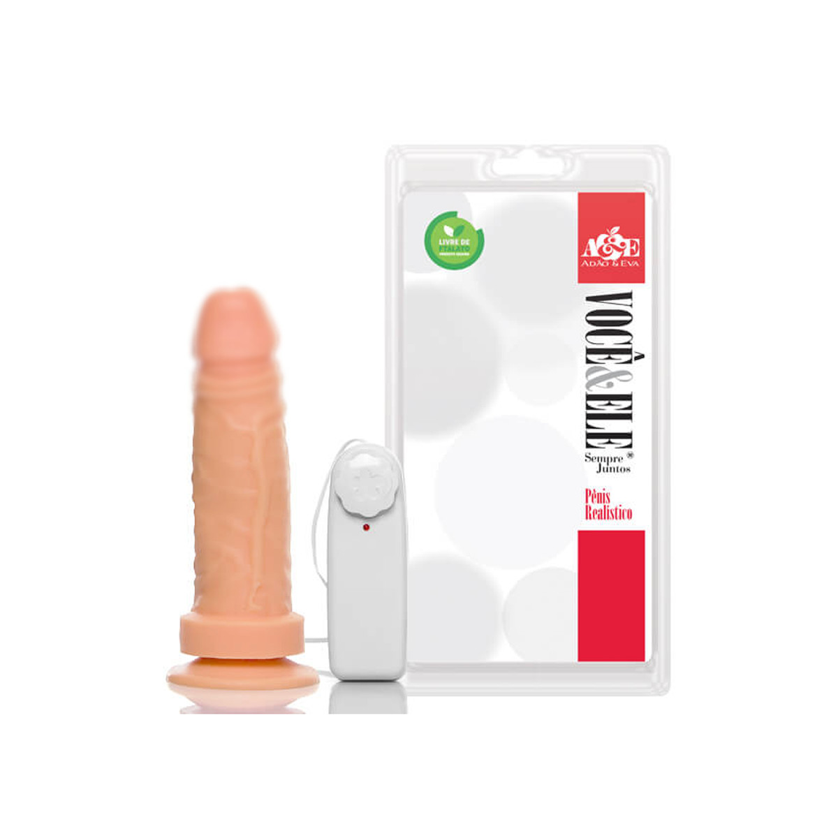 Prótese 6 no Formato de Pênis com Glande, Veias Saltadas, Ventosa e Vibro Multivelocidade - Você & Ele | 13,7 x 4,2 cm | Cor: Bege - 2