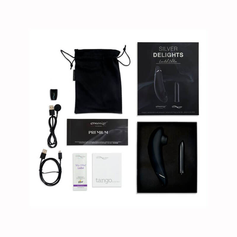 Kit com Mini Vibrador e Estimulador de Clitóris com Tecnologia de Sucção Recarregável - We-Vibe Silver Delights Limited Edition - 5