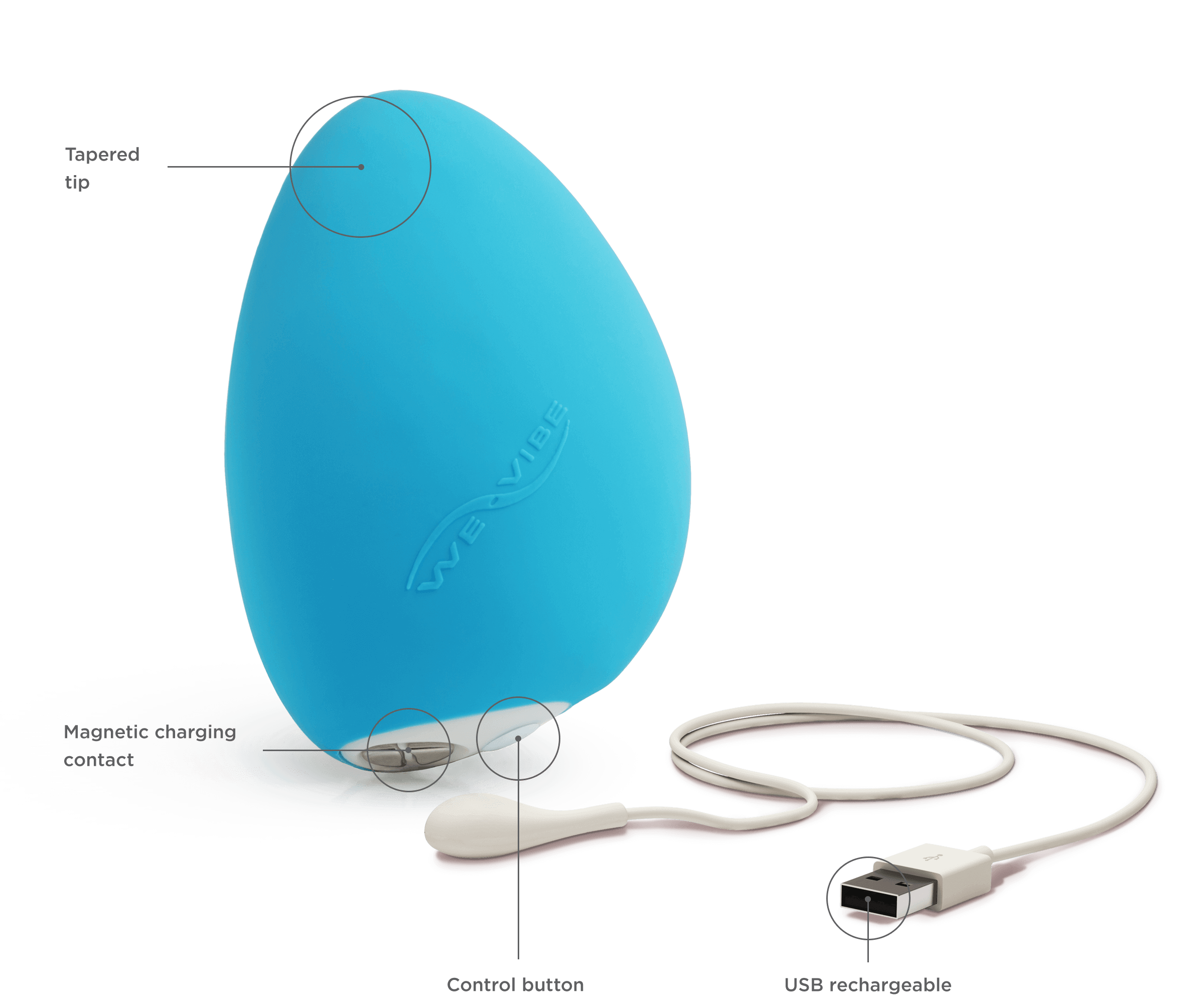 We-Vibe Wish - Massageador Recarregável em Silicone com 10 Modos de Vibração e Resistência à Água - 10,4 x 6,6 cm | Cor: Azul - 2