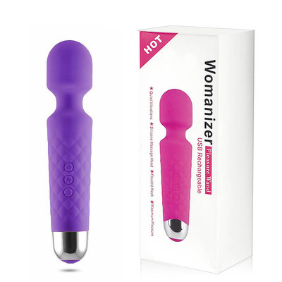 Foto 1 do produto Womanizer Pleasure Wand - Massageador Recarregável com 20 Modos de Vibração e Corpo Texturizado - 19 x 4 cm  | Cor: Roxo